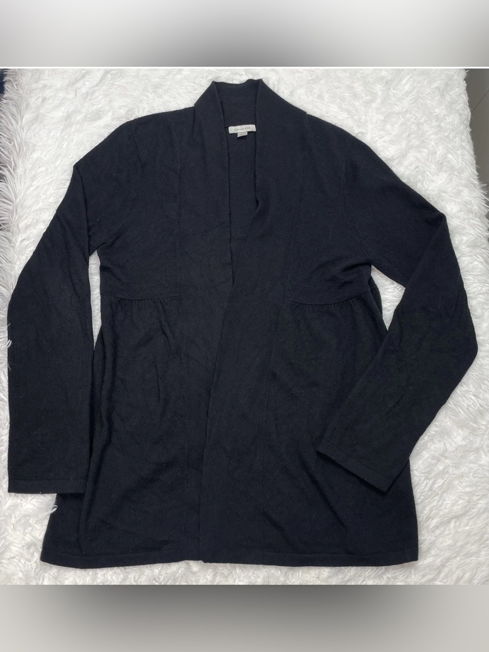 Garnet Hill Women’s Size M Medium Cotton Cashmere Black Cardigan Sweater